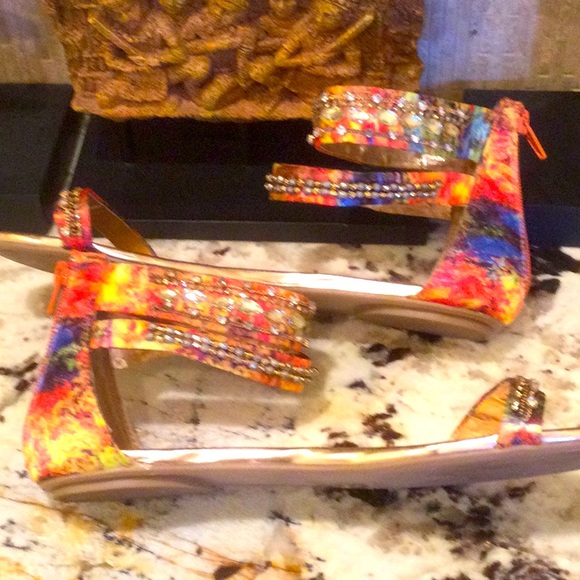 Fancy beaded multicolored sandals - Picture 3 of 7